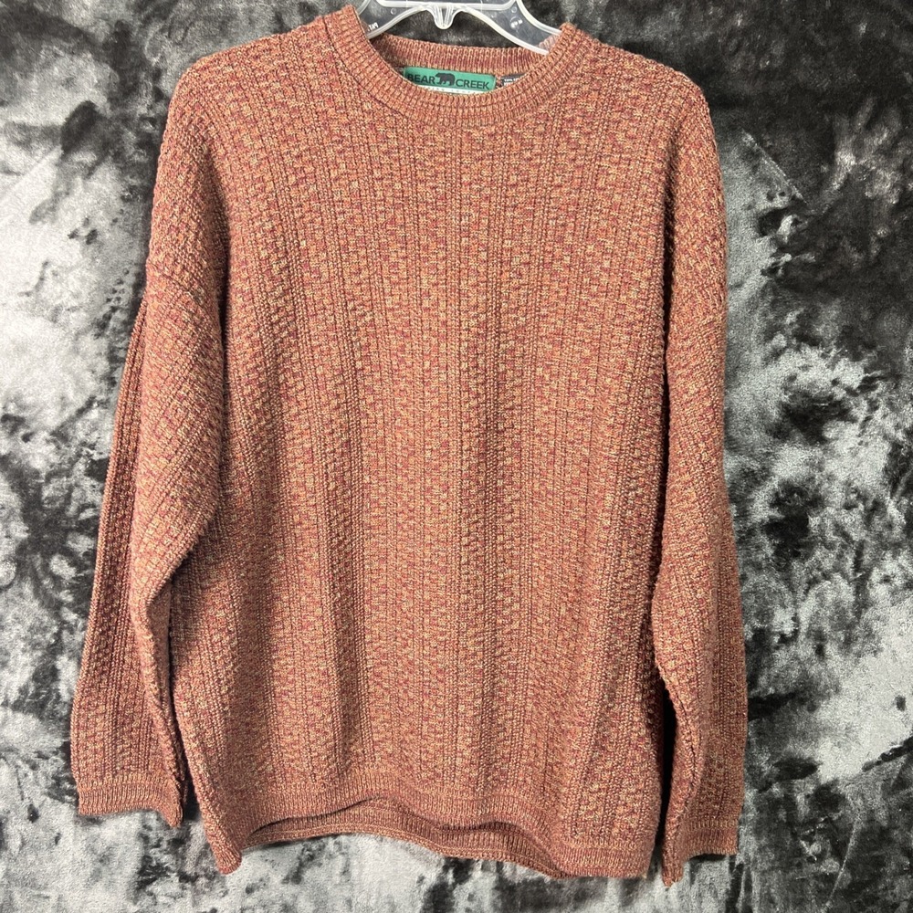 Vintage Bear Creek Knit Sweater Large Made USA Hand Framed Cottagecore Cotton